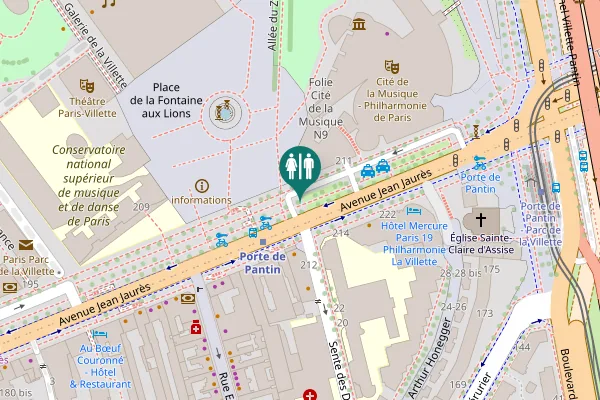 Map showing location of Avenue Jean Jaurès 213 Toilet