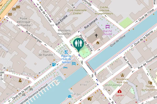Map showing location of Rue de Crimée Toilet