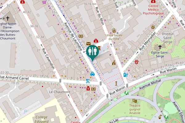 Map showing location of Avenue de Laumière 10 Toilet