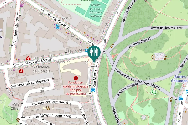 Map showing location of Rue Manin 29 Toilet