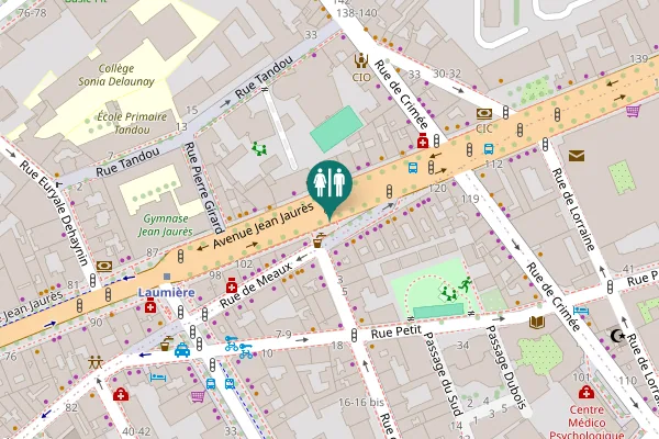 Map showing location of Avenue Jean Jaurès 108 Toilet