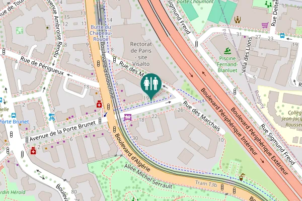 Map showing location of Avenue de la Porte Brunet 19 Toilet