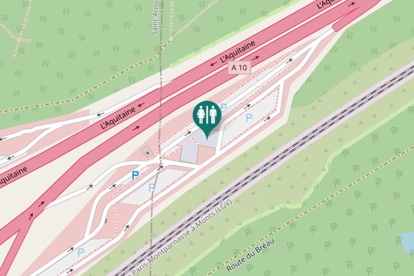 Map showing location of L'Aquitaine Toilet