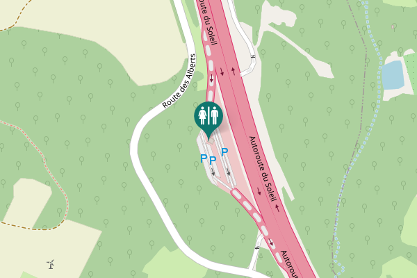 Map showing location of Autoroute du Soleil Toilet