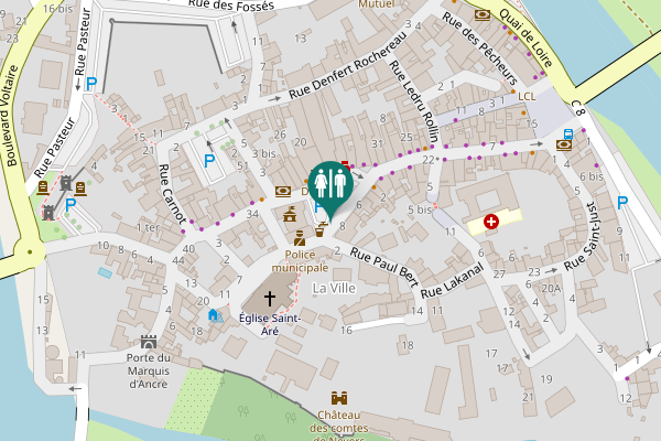 Map showing location of Place de l'Hôtel de Ville Toilet