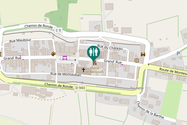 Map showing location of Grand' Rue Toilet