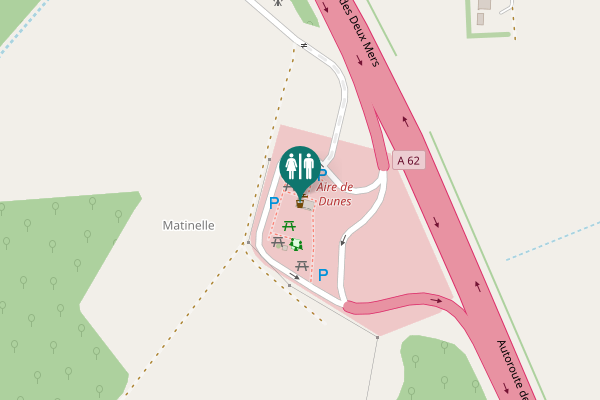 Map showing location of Autoroute des Deux Mers Toilet