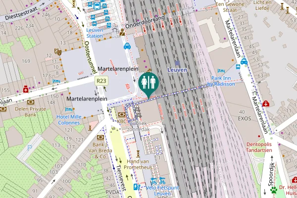 Map showing location of Fietsspiraal Station Leuven Toilet
