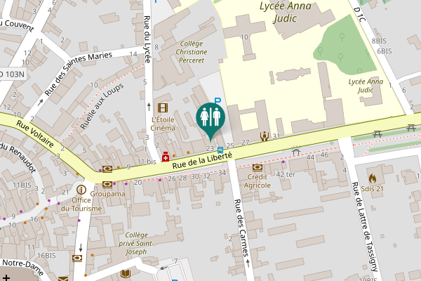 Map showing location of Rue de la Liberté 23 Toilet