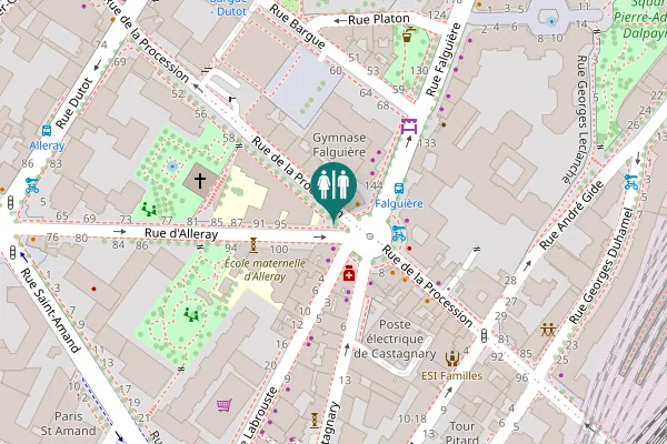 Map showing location of Rue de la Procession 57 Toilet