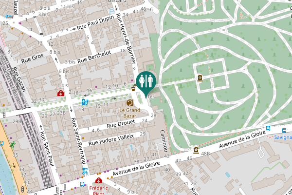 Map showing location of Rue Drouet Toilet