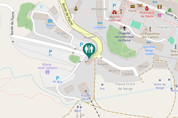 Map showing location of Route de Flaine Toilet