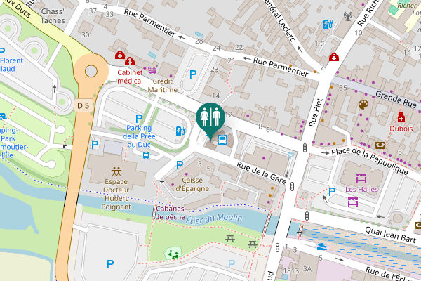 Map showing location of Bus Toilet