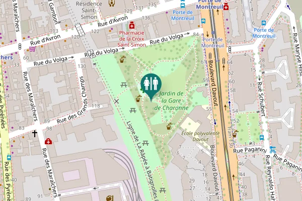 Map showing location of Petite Ceinture Toilet