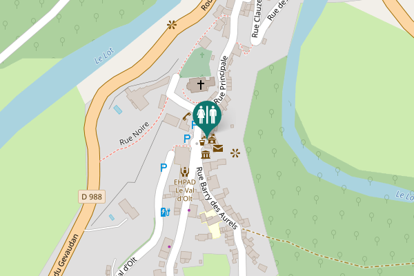 Map showing location of Place de la Mairie Toilet