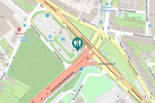 Map showing location of Koning Boudewijnlaan Toilet