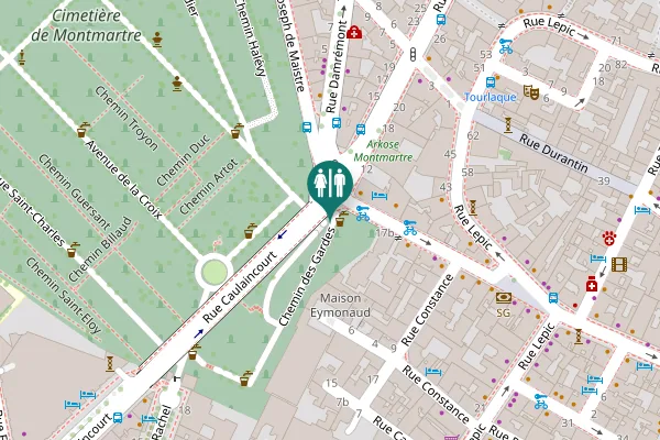 Map showing location of Chemin des Gardes Toilet