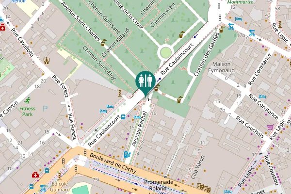 Map showing location of Rue Caulaincourt Toilet