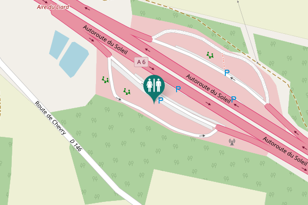 Map showing location of Autoroute du Soleil Toilet