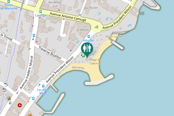 Map showing location of Avenue Président Wilson Toilet