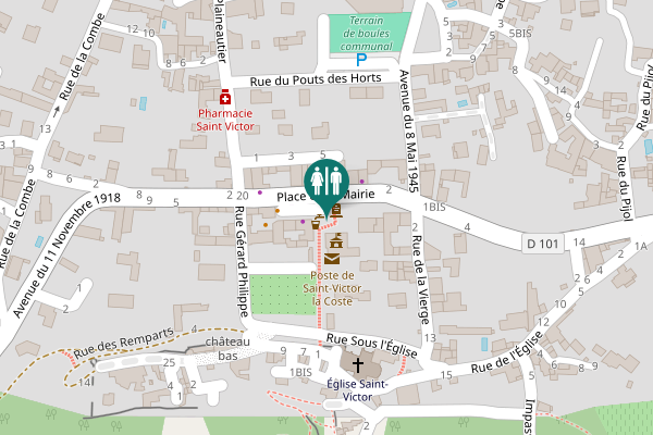 Map showing location of Place de la Mairie 9 Toilet