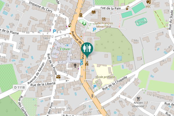 Map showing location of Avenue de Narbonne 12 Toilet