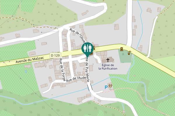 Map showing location of Route de Puy-Merle Toilet