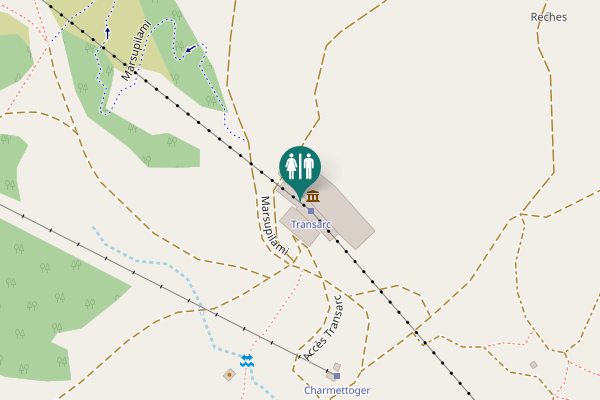 Map showing location of Accès Transarc Toilet