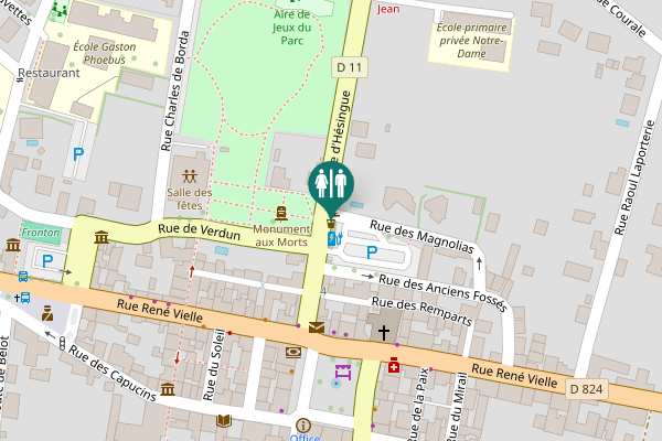 Map showing location of Rue des Magnolias Toilet