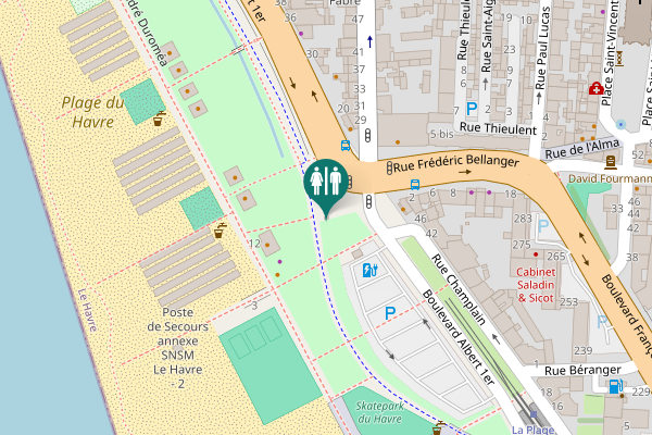 Map showing location of Boulevard Albert 1er Toilet