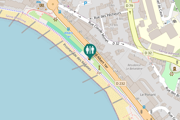 Map showing location of Promenade des Régates Toilet