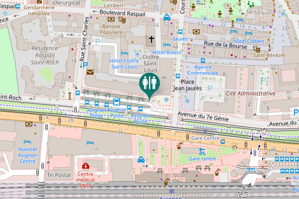 Map showing location of Cours du Président Kennedy 4 Toilet