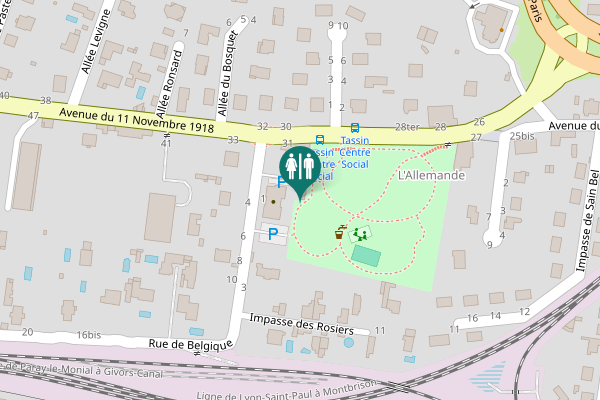 Map showing location of Rue de Belgique 1 Toilet
