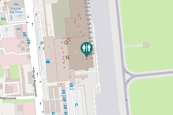 Map showing location of Rruga Regjimentit 33 Toilet