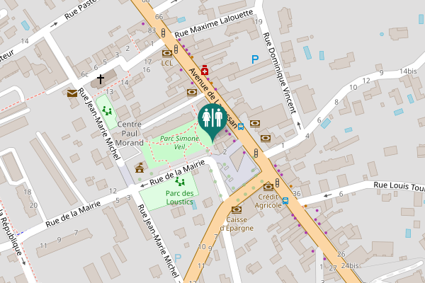 Map showing location of Place de la Liberté Toilet