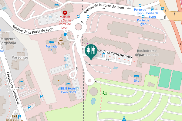Map showing location of Place de la Porte de Lyon Toilet