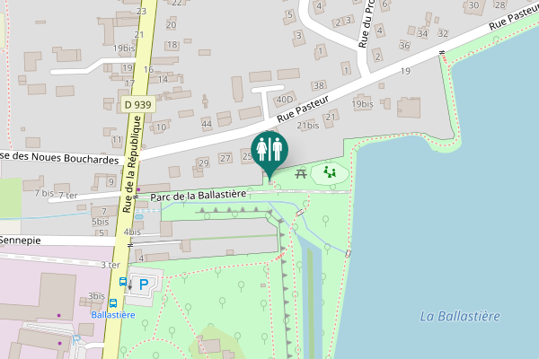 Map showing location of Parc de la Ballastière Toilet
