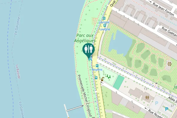 Map showing location of Quai des Queyries Toilet
