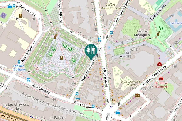 Map showing location of Rue Saint-Charles 231 Toilet