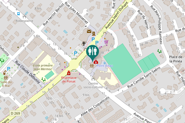 Map showing location of Place du Temps Libre Toilet