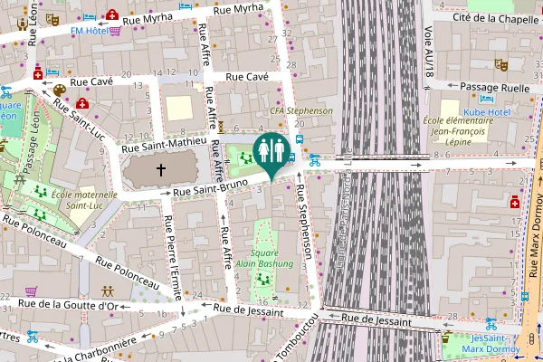 Map showing location of Rue Saint-Bruno 1 Toilet