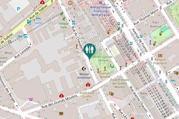 Map showing location of Rue du Chevaleret 40 Toilet