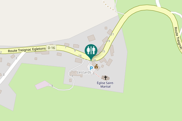 Map showing location of Route Treignac Egletons 11 Toilet