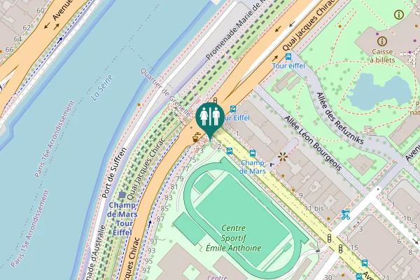Map showing location of Quai Jacques Chirac 77 Toilet