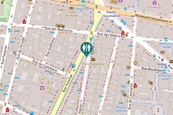 Map showing location of Rue Vignon 38 Toilet