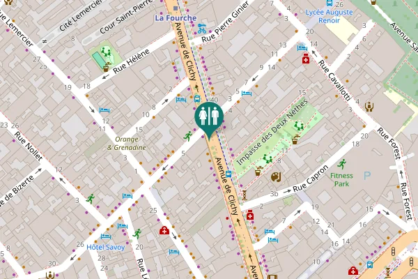Map showing location of Avenue de Clichy 25 Toilet