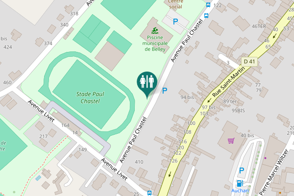 Map showing location of Avenue Paul Chastel Toilet