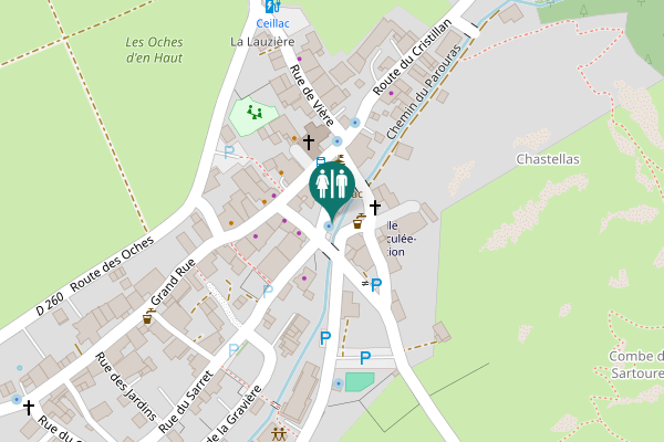 Map showing location of Place du Marché Toilet