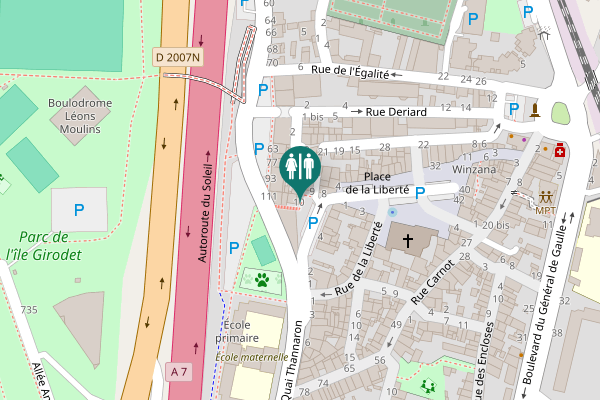 Map showing location of Place Jules Guesde 10 Toilet