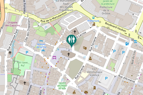 Map showing location of Rue des Musiques Toilet